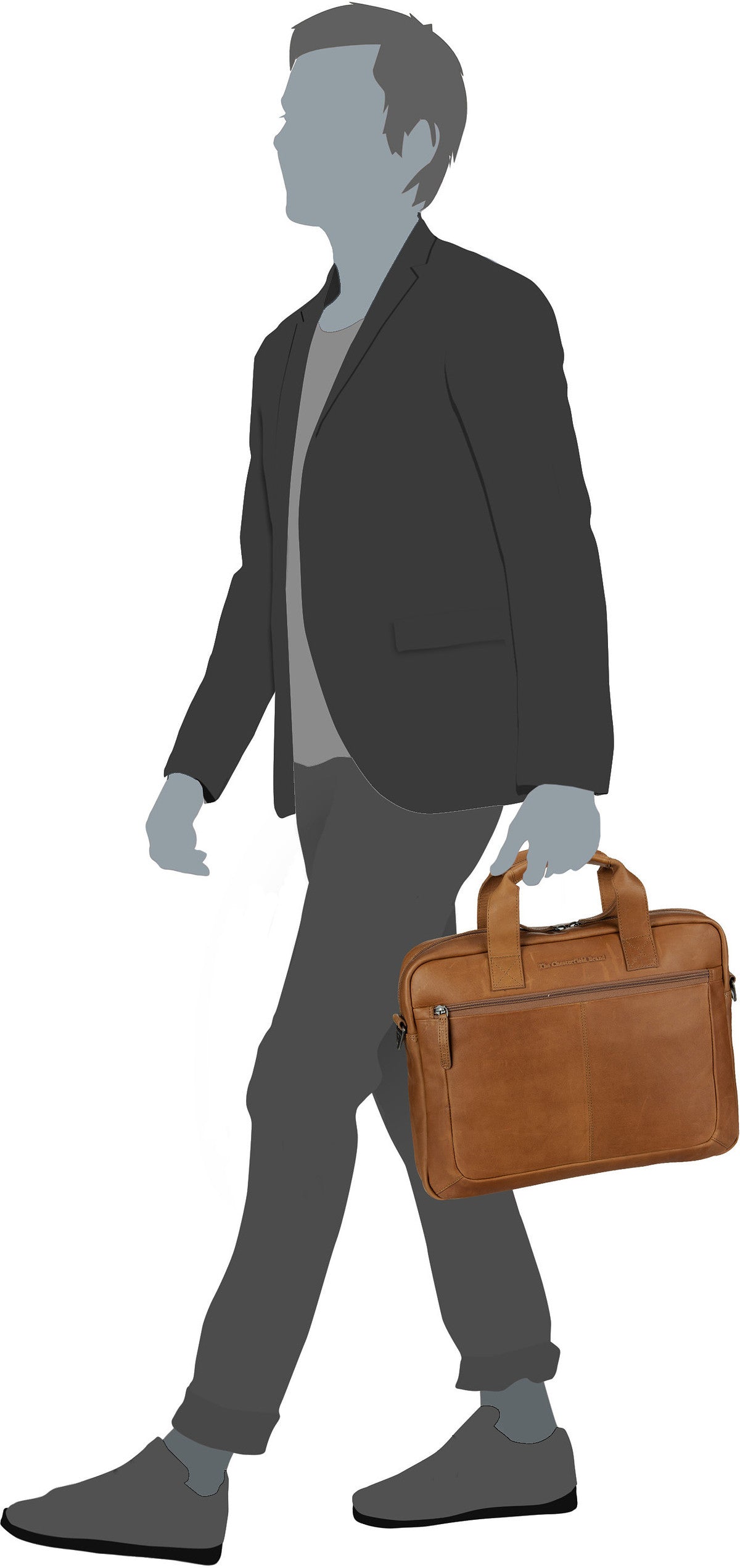 The Chesterfield Brand Calvi 1033 Cognac Aktentasche – Silhouettenansicht