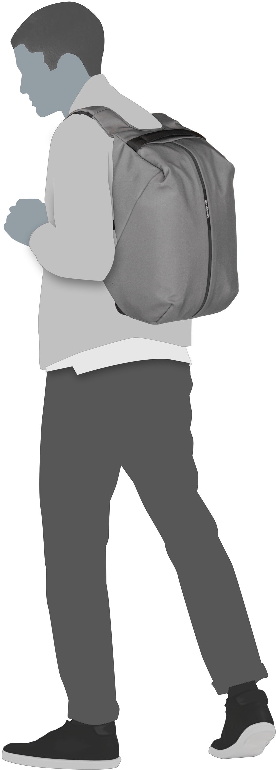 Samsonite Securipak 2.0 Backpack 14.1'' Grey Rucksack – Silhouettenansicht