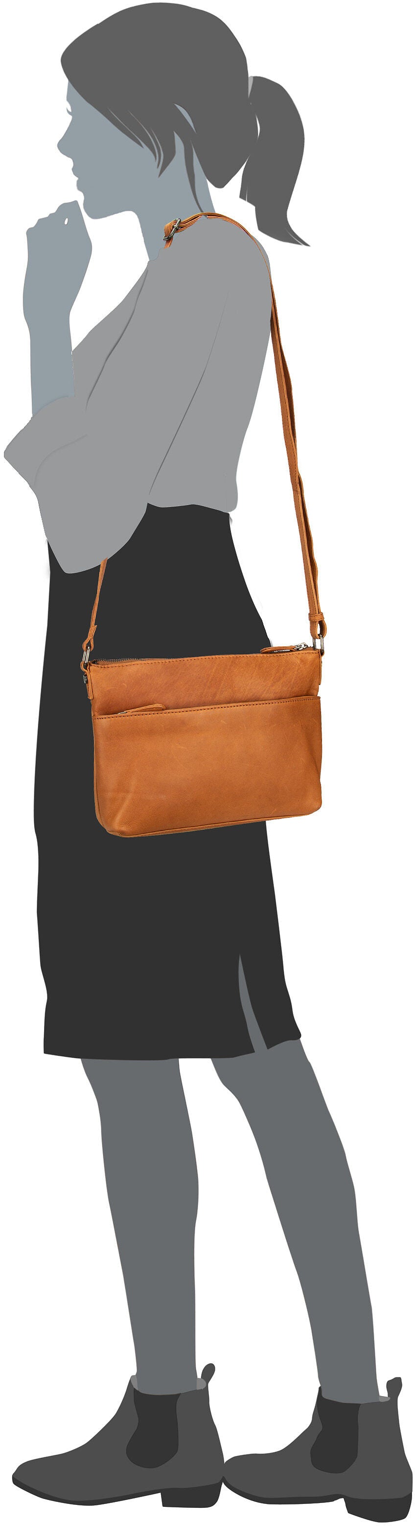 The Chesterfield Brand Durban 1316 Cognac Crossbody Bag – Silhouettenansicht