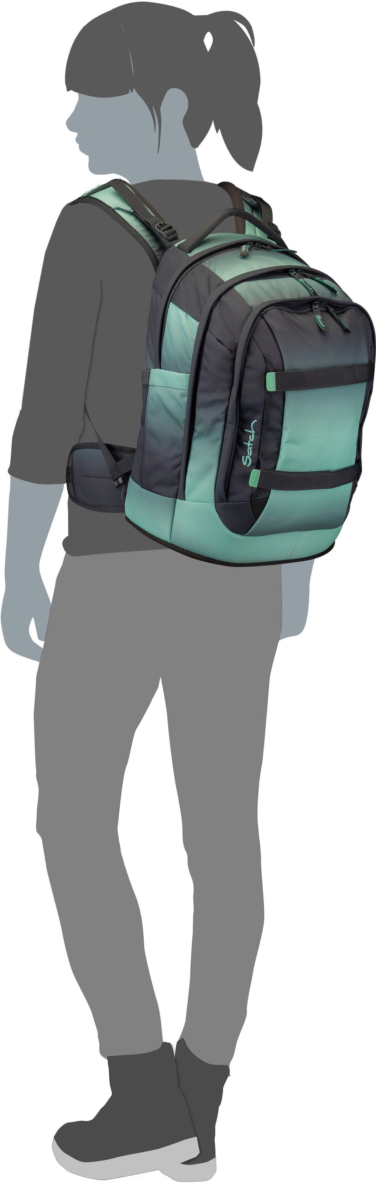 satch satch Pack Ocean Mint Schulranzen – Silhouettenansicht