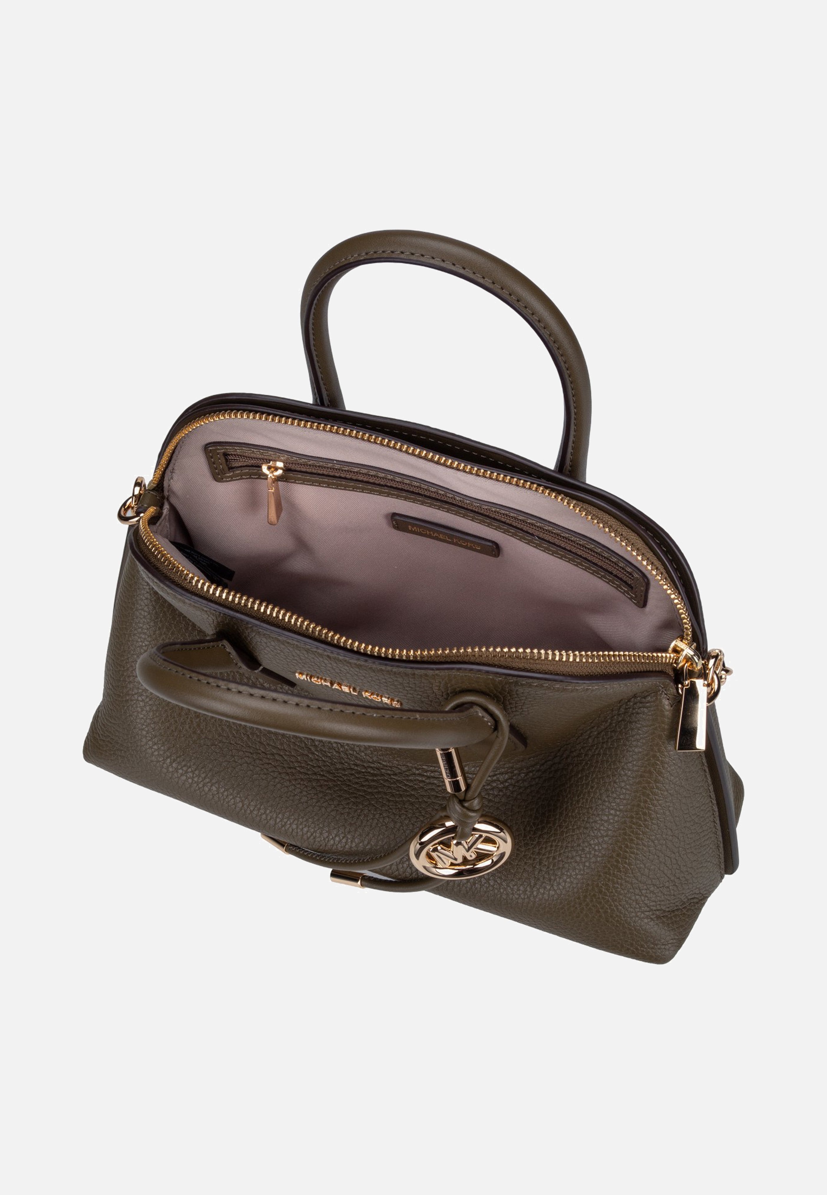 Michael Kors Freddie Medium Dome Chn Stchl Loden Handle Bag