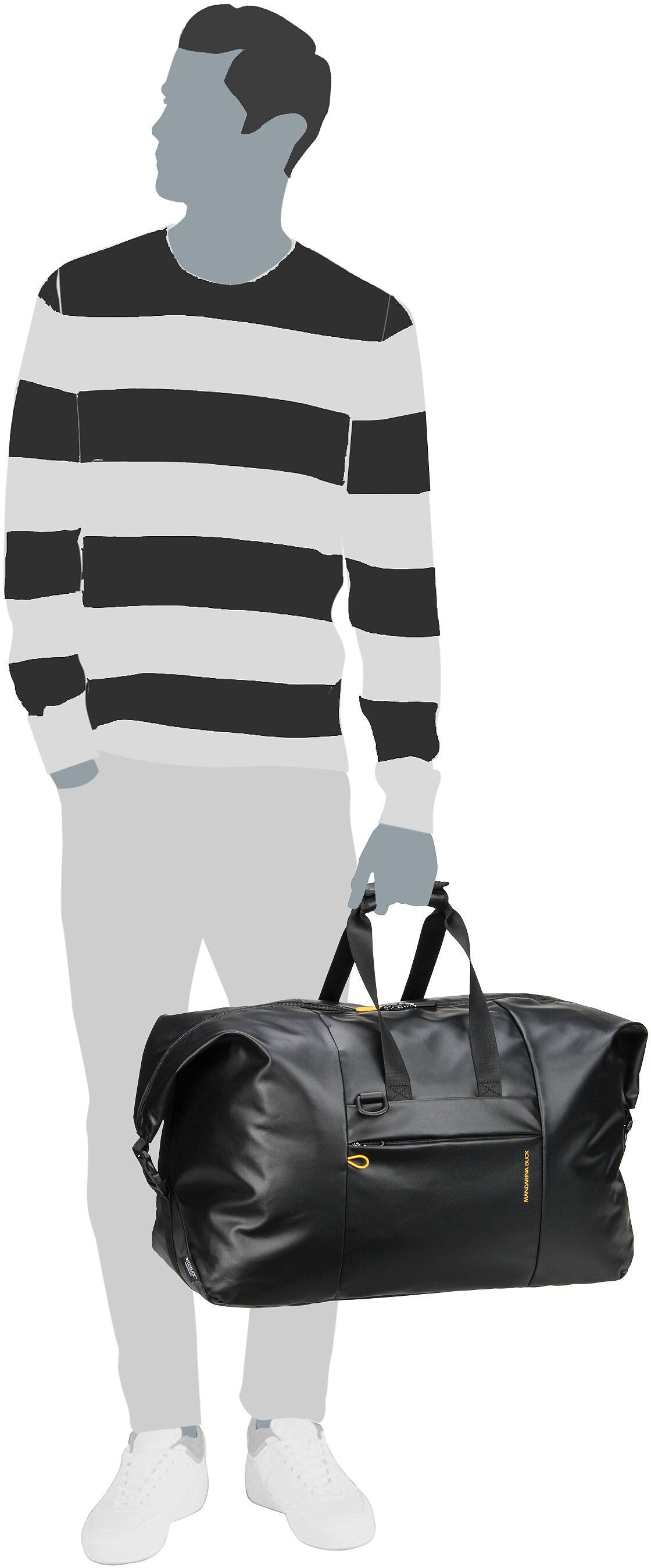Mandarina Duck Eco Coated Duffle OSB02 Black Dufflebag – Silhouettenansicht