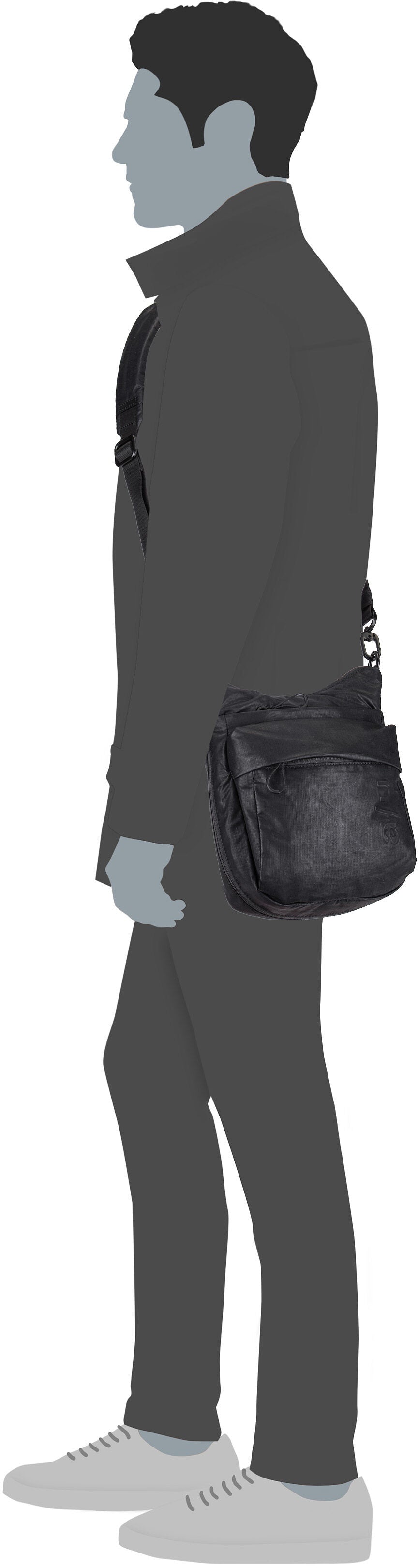 aunts & uncles Yura Black Crossbody Bag – Silhouettenansicht