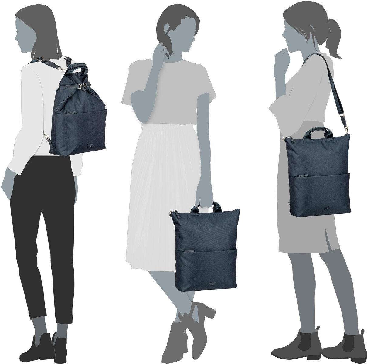 Jost Bergen 1608 Navy Rucksack – Silhouettenansicht