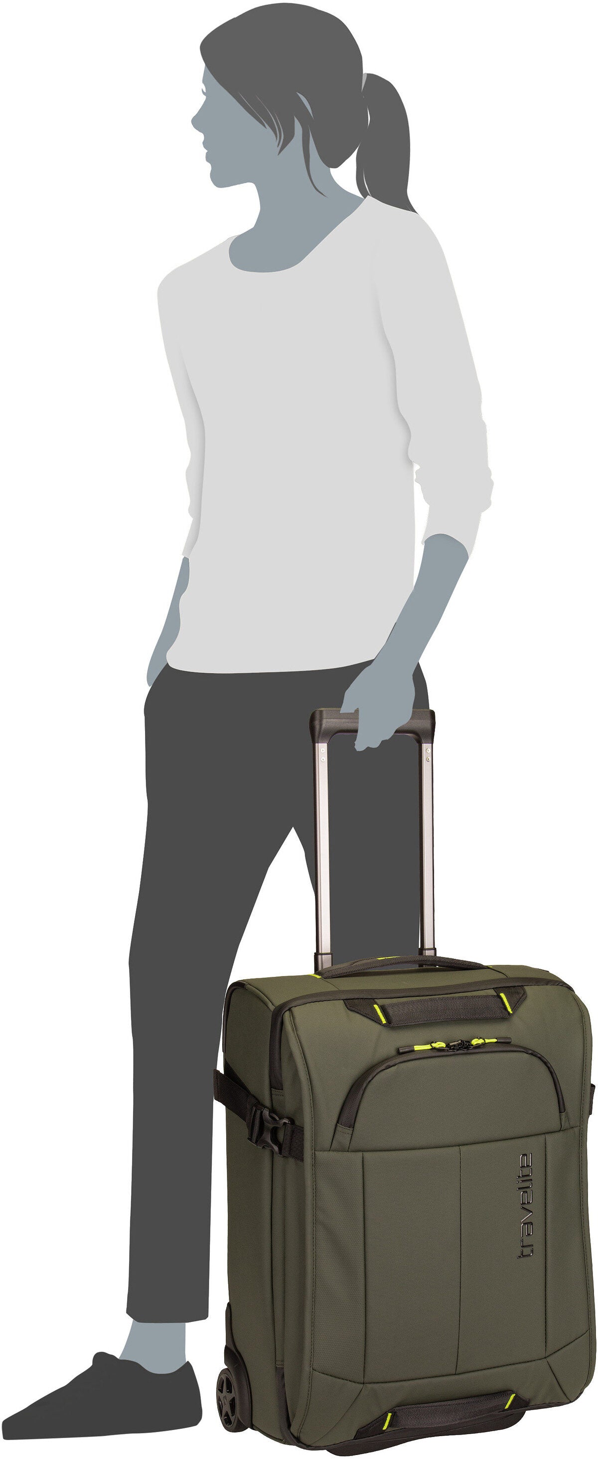 travelite Briize Wheeled Duffle S Khaki Travel Bag – Silhouettenansicht