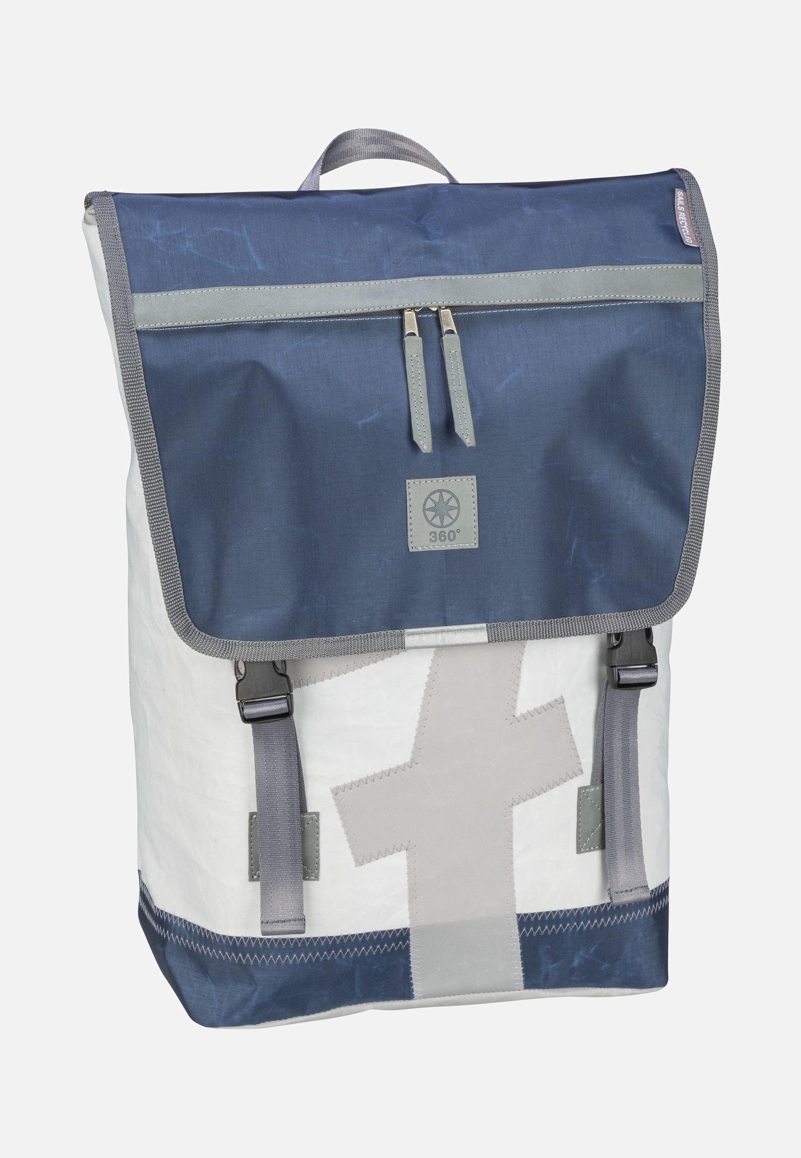 360Grad Landgang Weiß/Blau mit grauer Zahl Rucksack