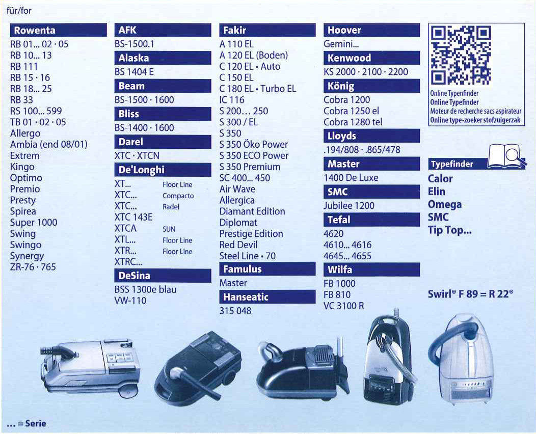 Swirl R22 4 sacchi microfibra aspirapolvere Compacto Maximum Hoover Gemini Faki