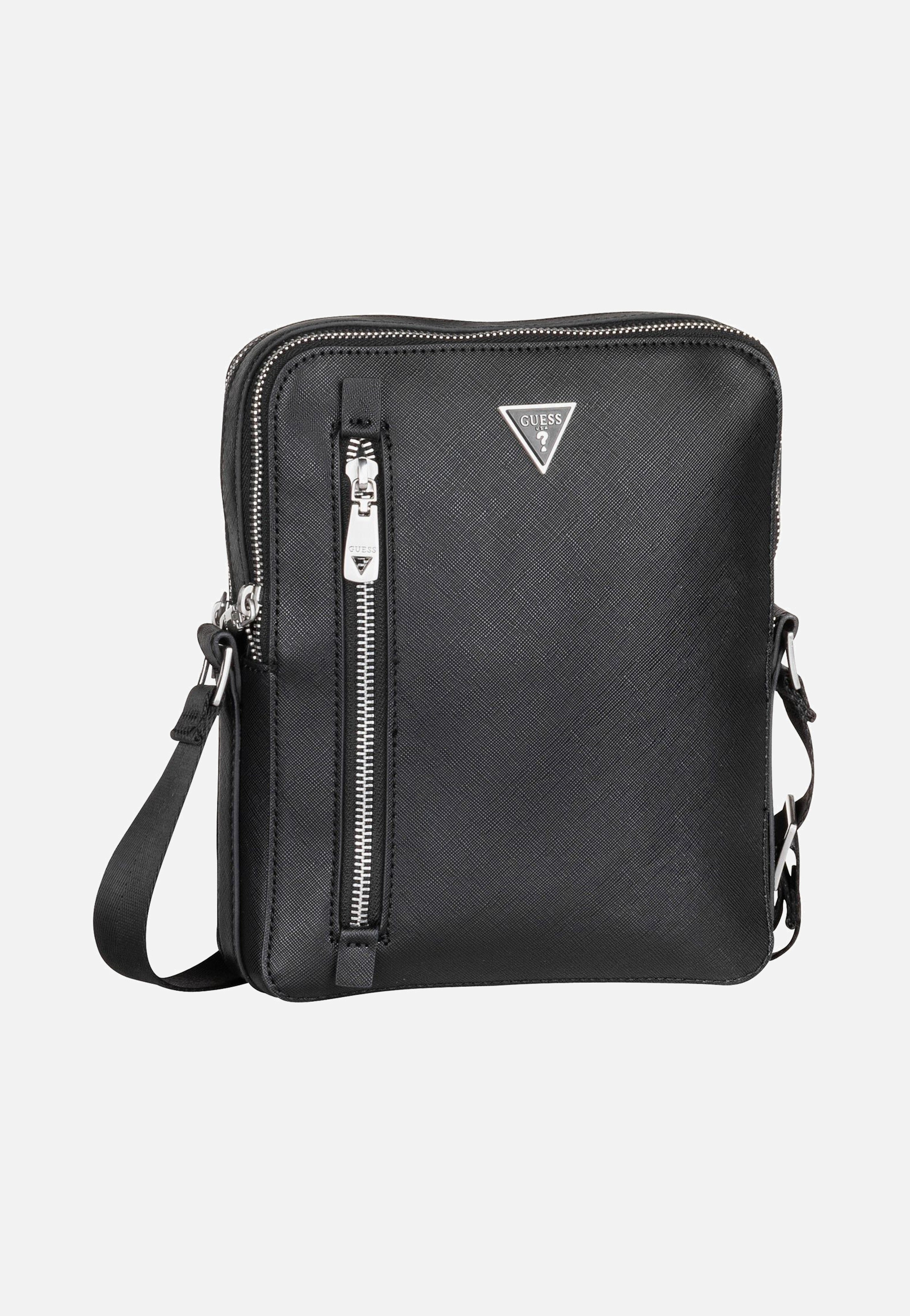 Guess Torino Saffiano Eco Double Zip Black Umhängetasche