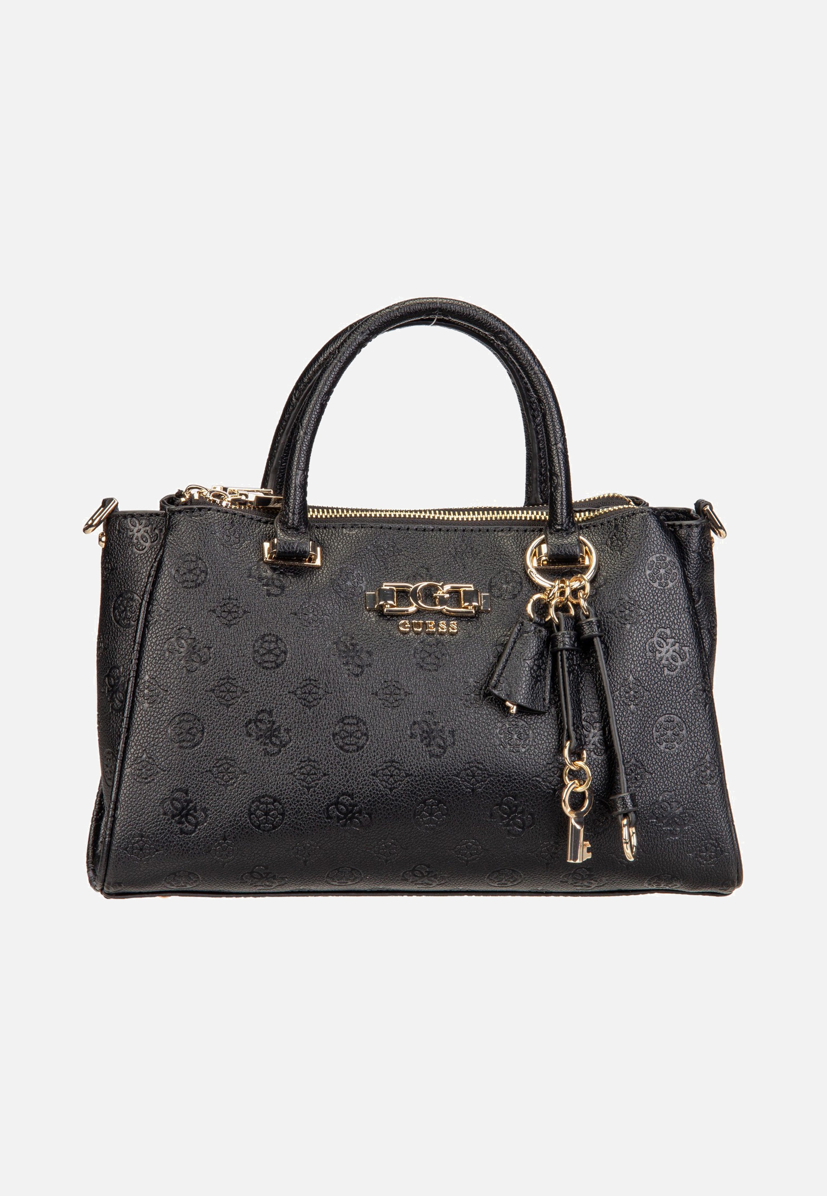 Guess Anise Triple Comp Satchel Black Logo Satchel