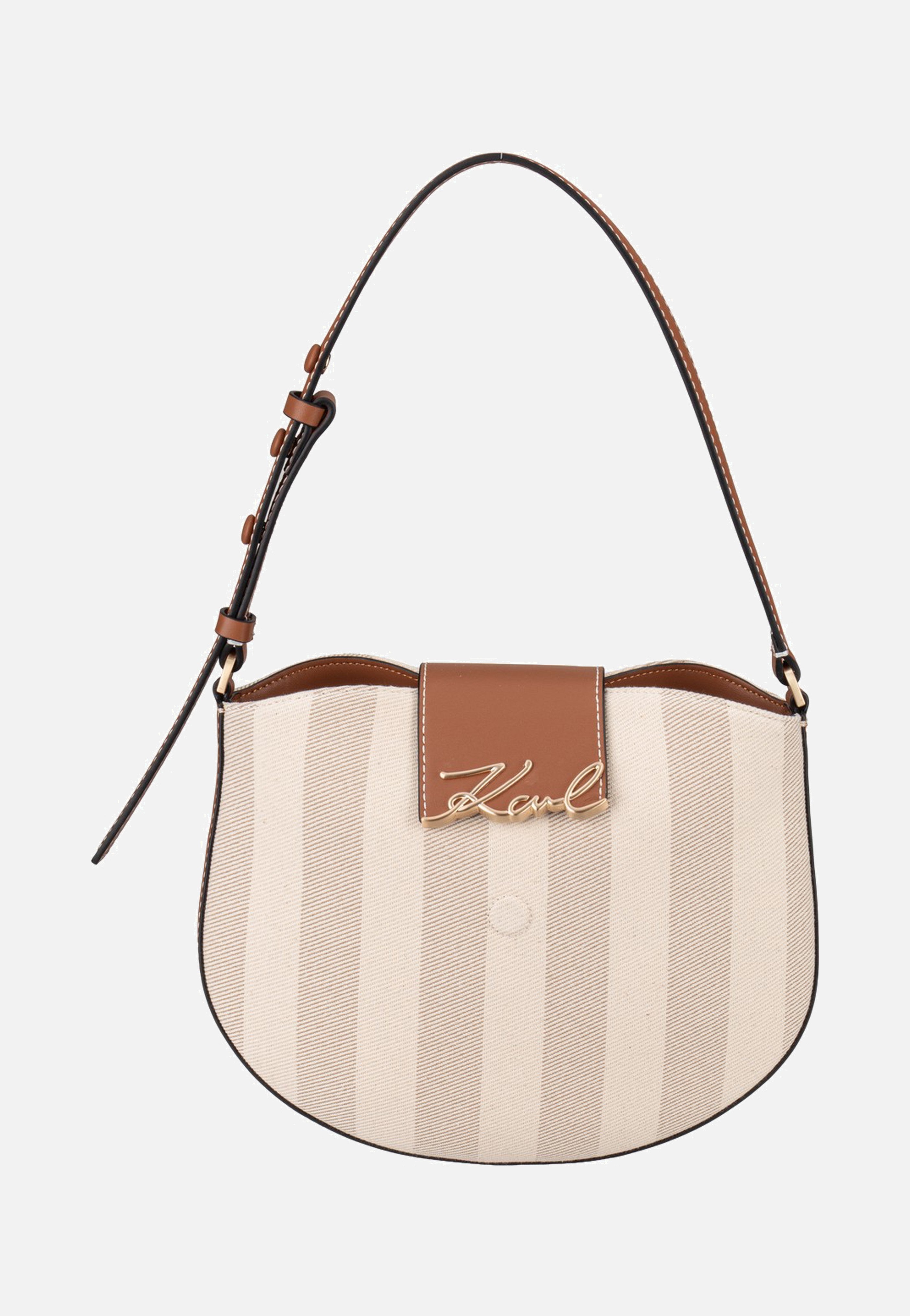 Karl Lagerfeld K/Signature Flap SHB Herr Natural Canvas Tan Schultertasche